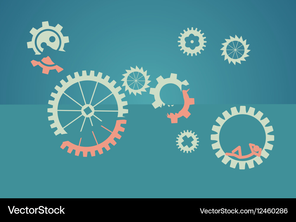 Teamwork concept - lazy worker vector image