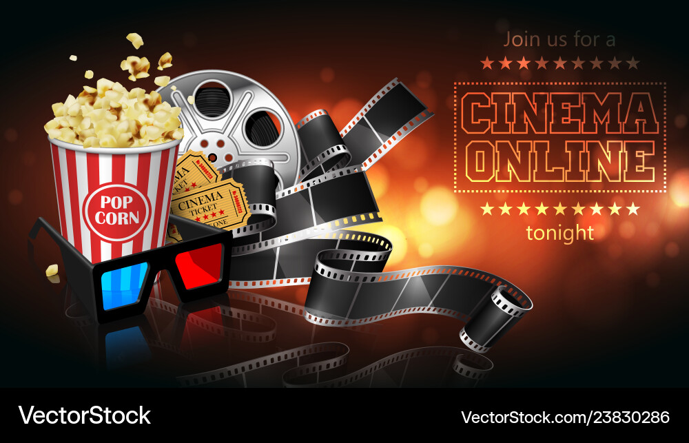 Werbung für die Filmindustrie popcorn Werbung für die Filmindustrie popcorn vektorbild