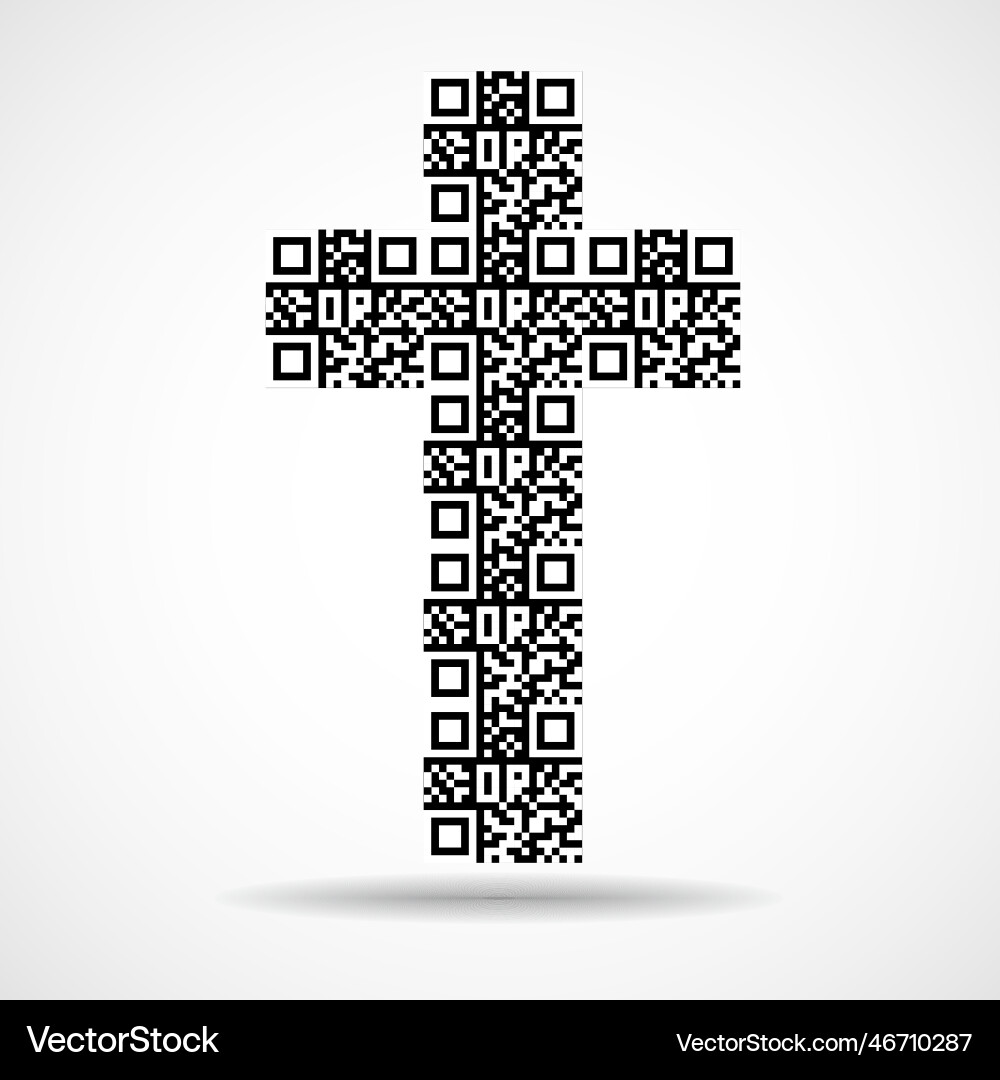 Abstract cross with qr code christian symbol Abstract cross with qr code christian symbol vector image