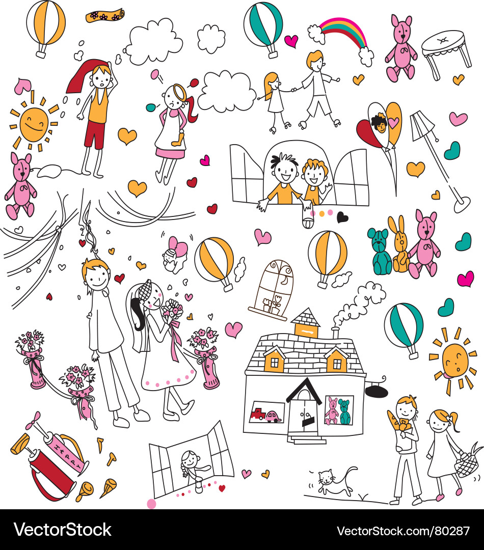 Cute Children Doodle vector image