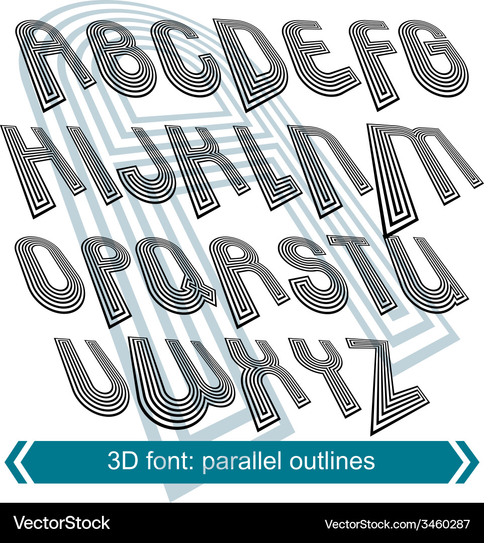 Dimensional font with rotation effect perspective Vector Image