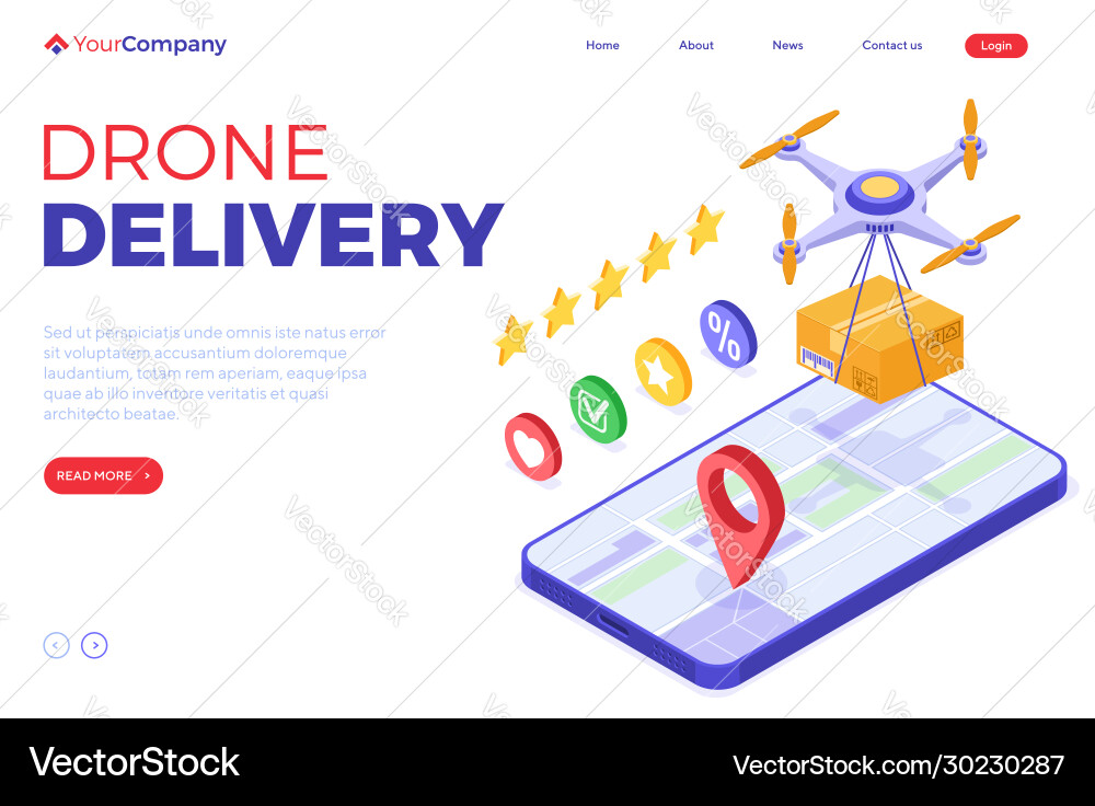 Drone delivery online order package vector image