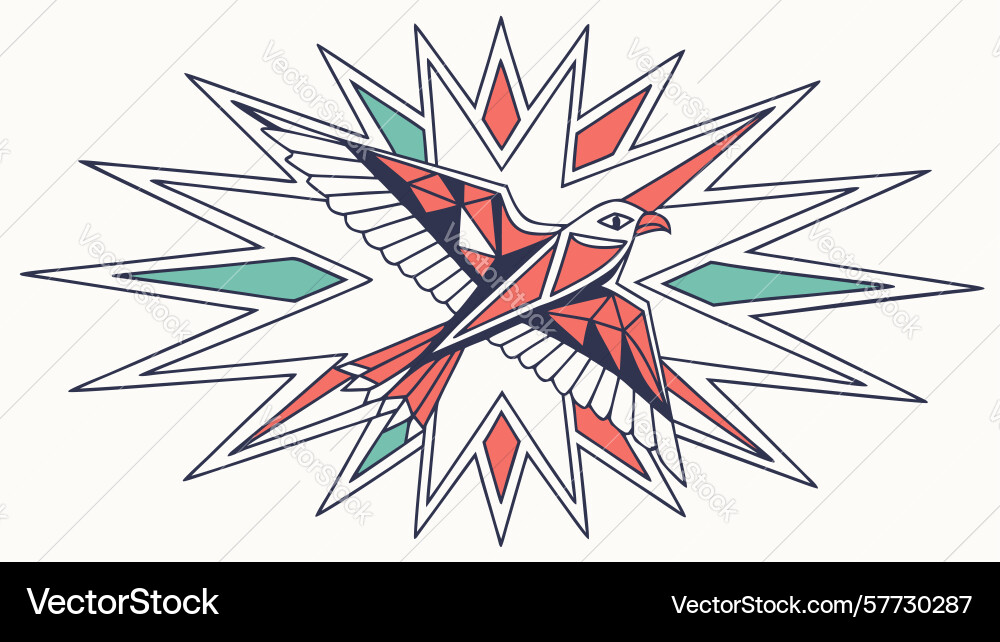 Dynamic bird soaring from starburst art design Vector Image