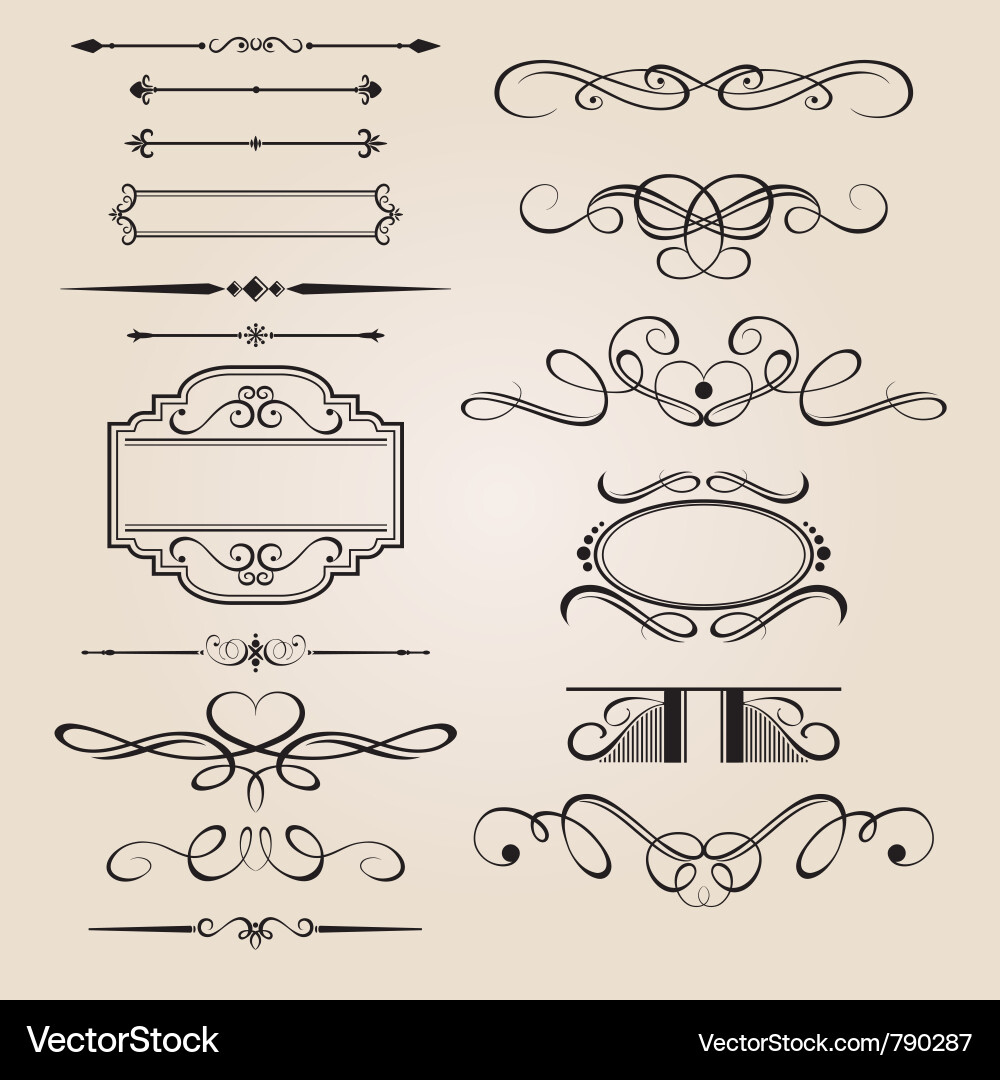 Elegant Border Elements Set vector image