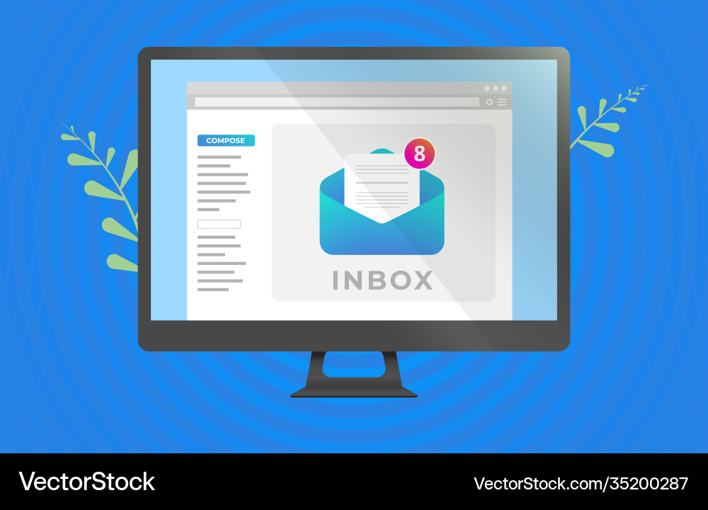Email Inbox Interface on Computer Screen vector image