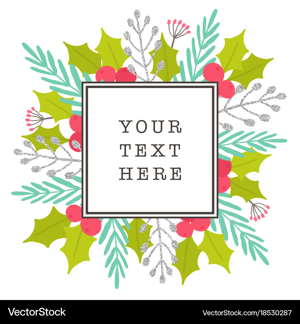 Floral Christmas Greeting Card Template vector image