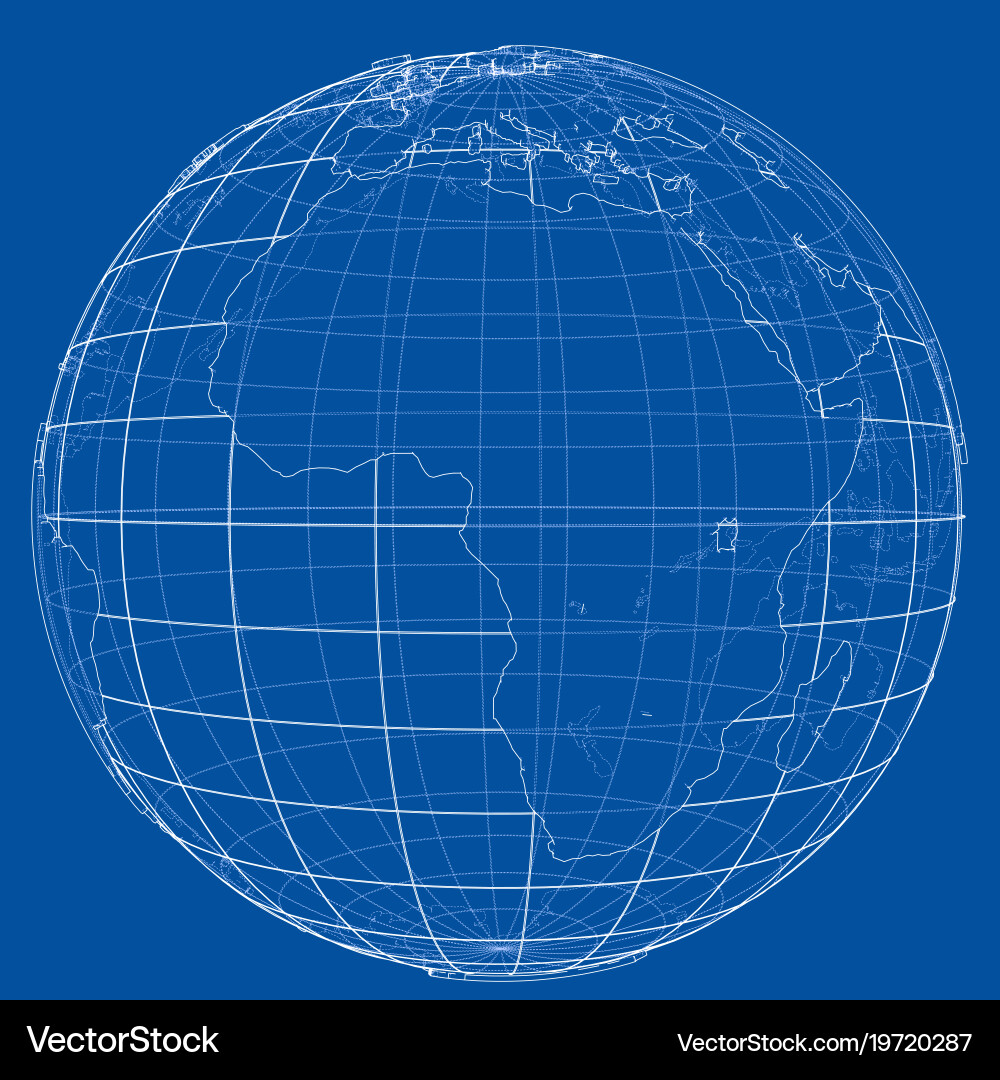 Globe contour rendering of 3d vector image