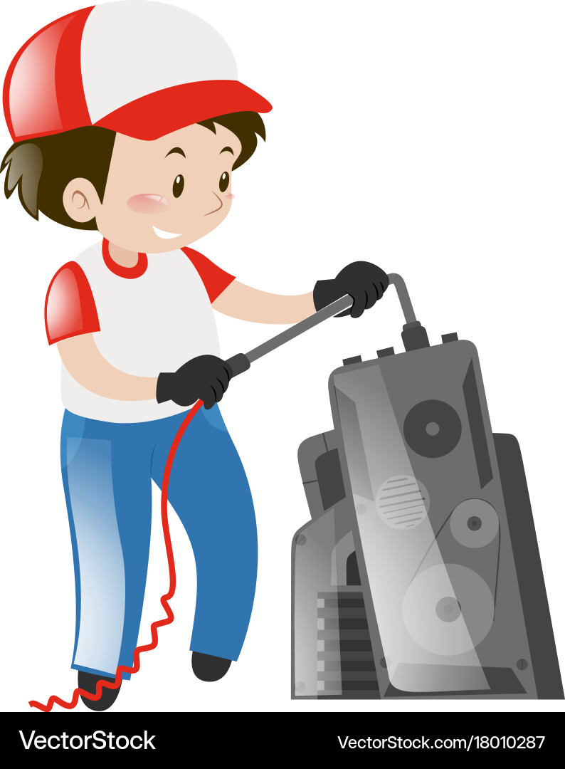 Man working on big machine Vector Image