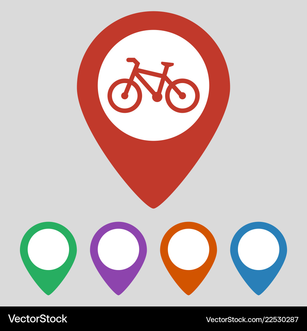 Map pointer with bicycle icon Map pointer with bicycle icon vector image