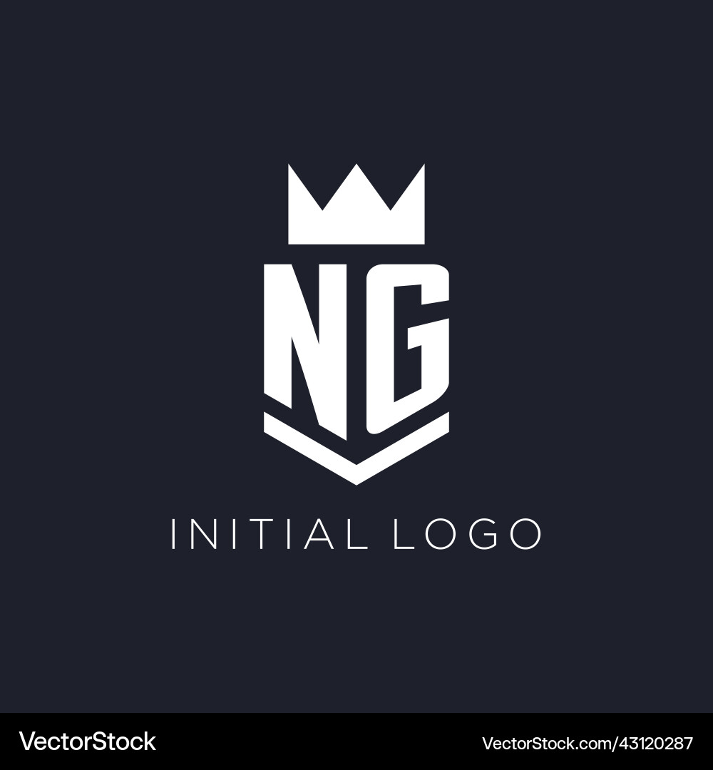 Ng logo with shield and crown initial monogram Ng logo with shield and crown initial monogram Vector Image