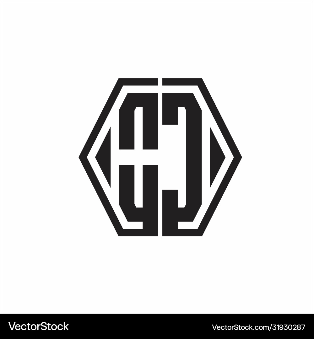 Oc logo monogram with hexagon line rounded design Vector Image
