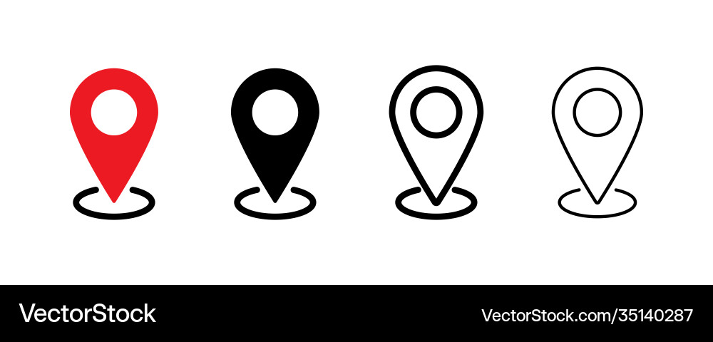 Pin location icon isolated element set Pin location icon isolated element set vector image