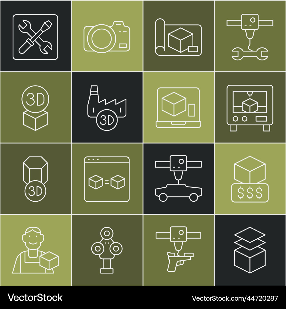 Set line layers 3d printer services graphing Set line layers 3d printer services graphing vector image