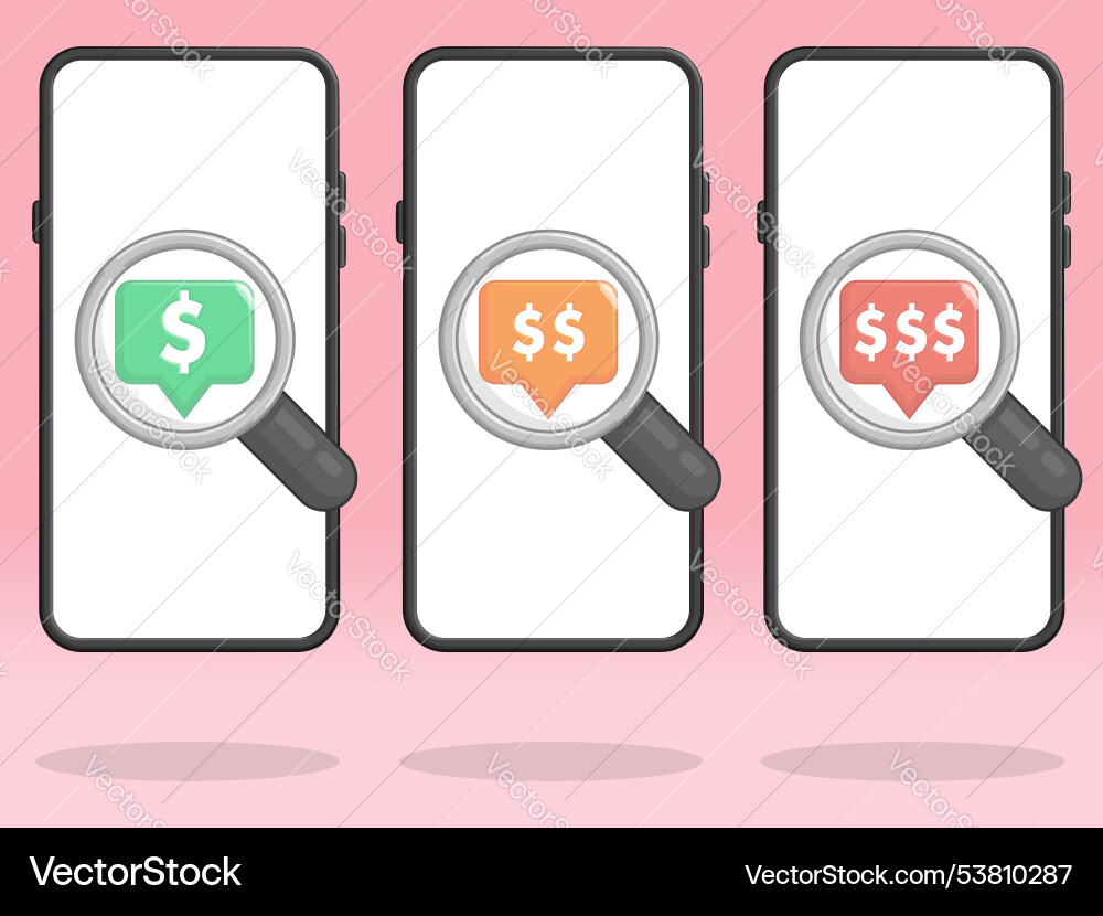 Smartphone magnifier price deals inspecting offers Smartphone magnifier price deals inspecting offers vector image