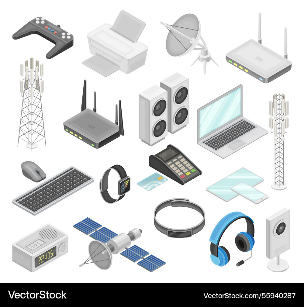 Wireless network connection device and technology Wireless network connection device and technology vector image