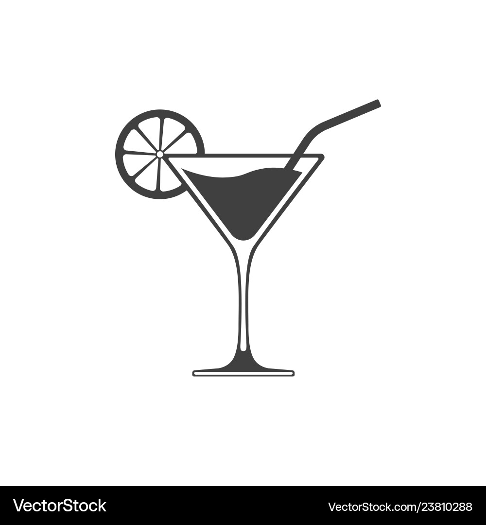 Cocktail glass icon with wave on liquid Cocktail glass icon with wave on liquid vector image