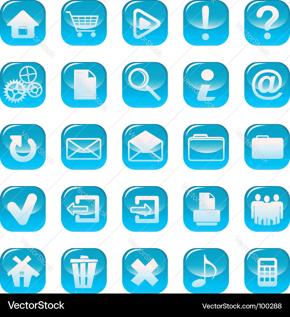Collection of Shiny Web Icons vector image