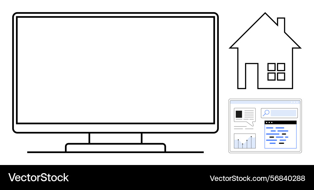 Digital workspace at home with computer web Vector Image