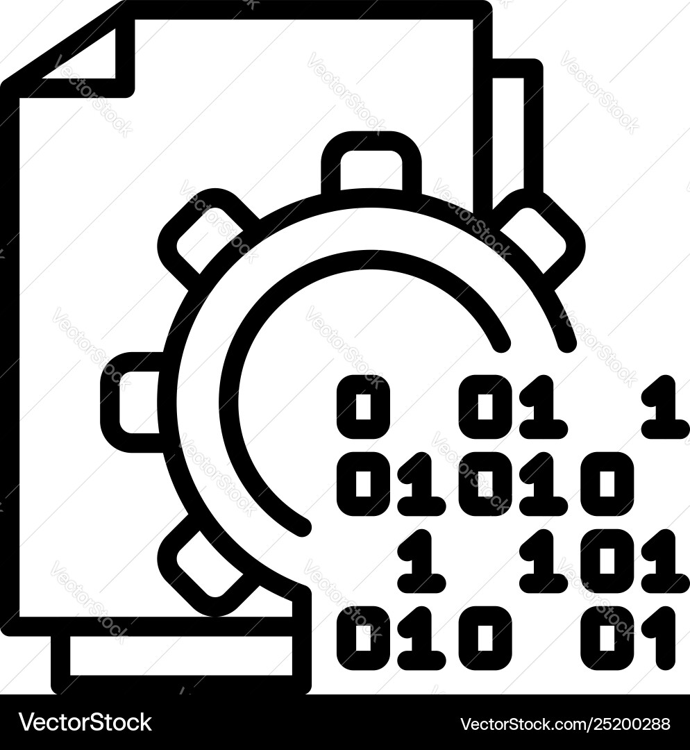 Malicious code in action icon outline style vector image