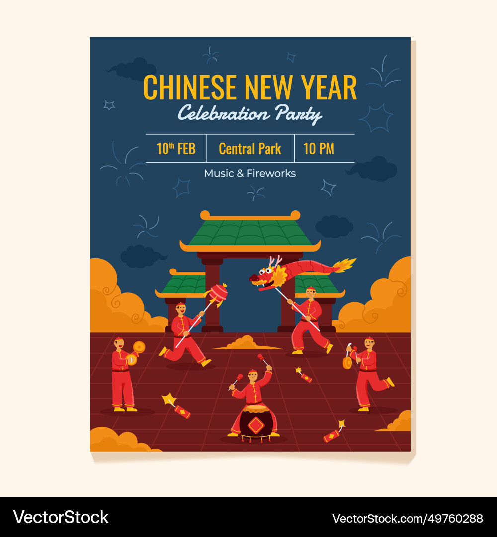 Night of chinese new year celebration Night of chinese new year celebration vector image