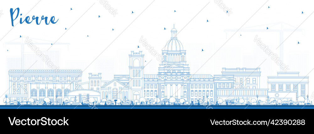 Outline pierre south dakota city skyline Outline pierre south dakota city skyline vector image