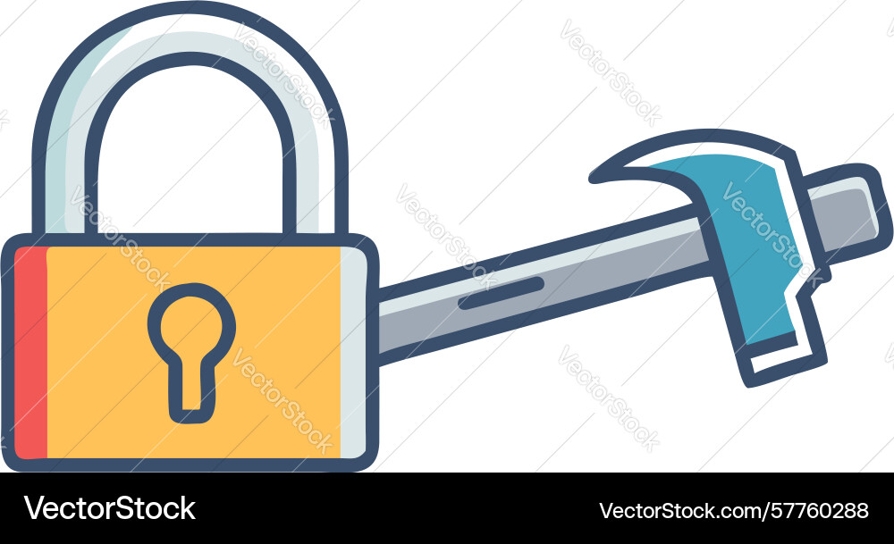 Padlock hammer icon secure building Vector Image
