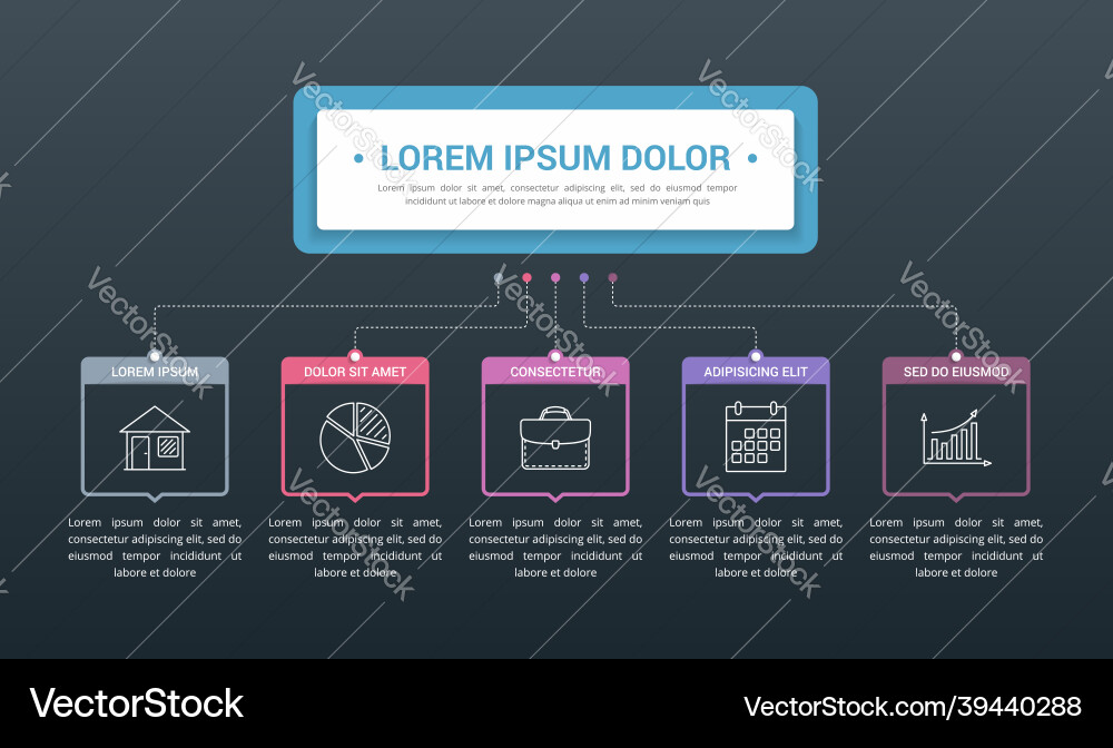 Process Flowchart Template - 5 Steps vector image