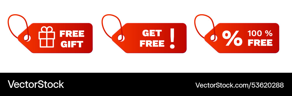 Red get free sticker for discount with gradient Vector Image