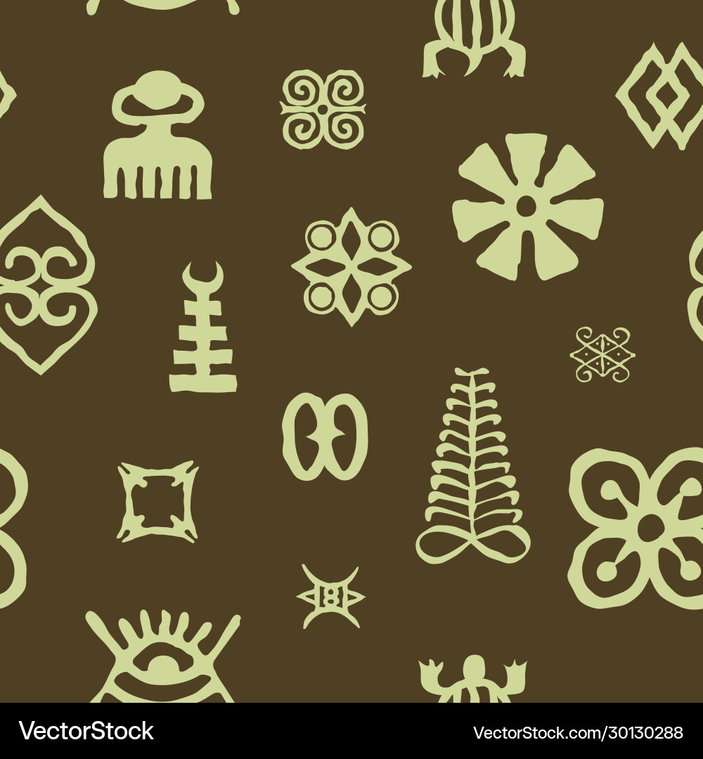 Seamless pattern with adinkra symbols Vector Image