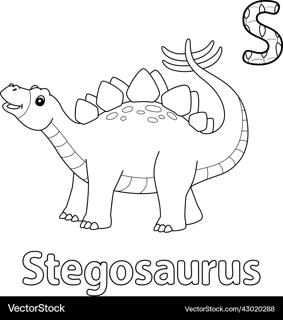 Stegosaurus alphabet dinosaur abc coloring page s Stegosaurus alphabet dinosaur abc coloring page s vector image
