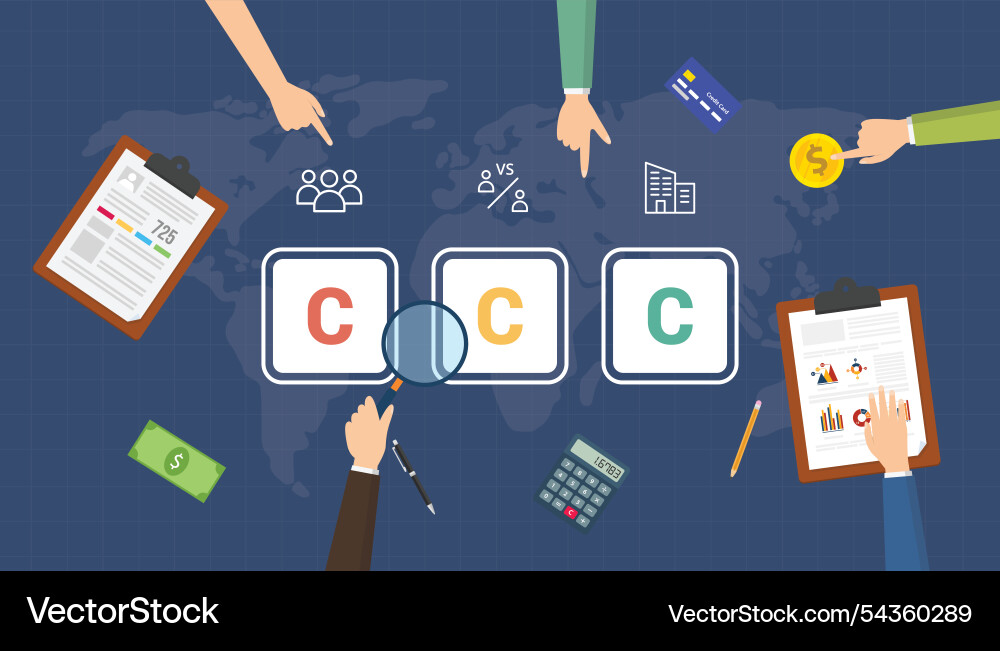 3c business model framework with teamwork 3c business model framework with teamwork vector image