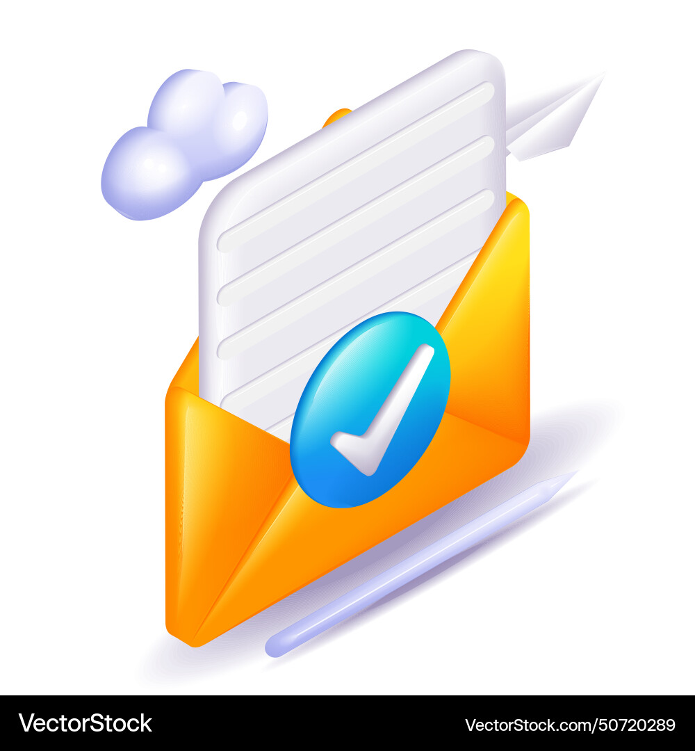 3d isometric cartoon envelope Royalty Free Vector Image
