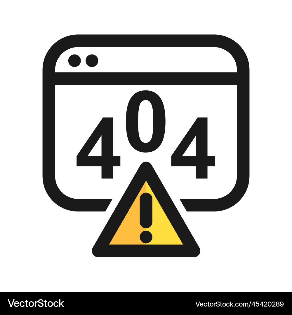 404 error line icon on browser internet Vector Image