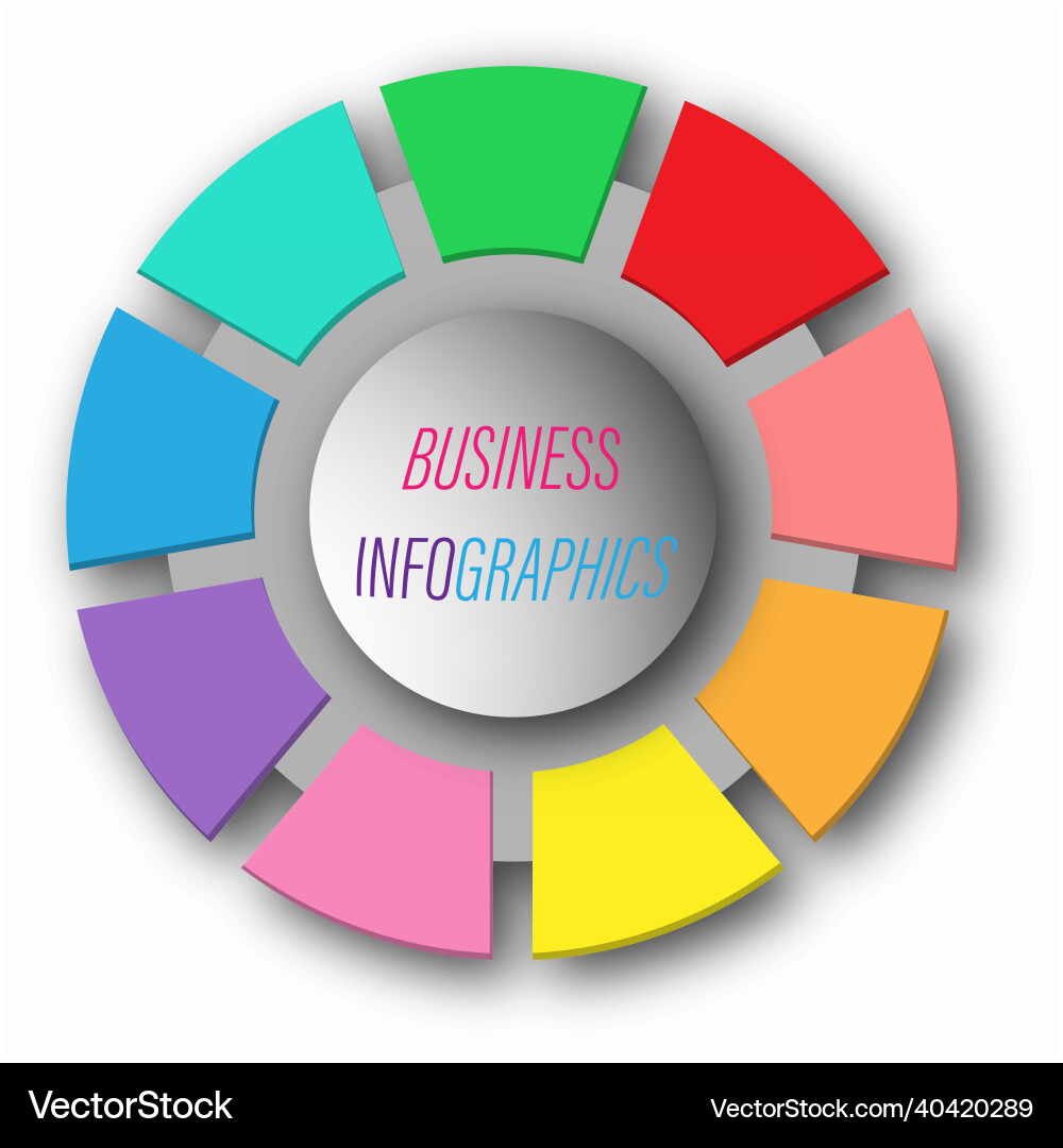 Circular graph with 9 steps sections or stages Circular graph with 9 steps sections or stages vector image