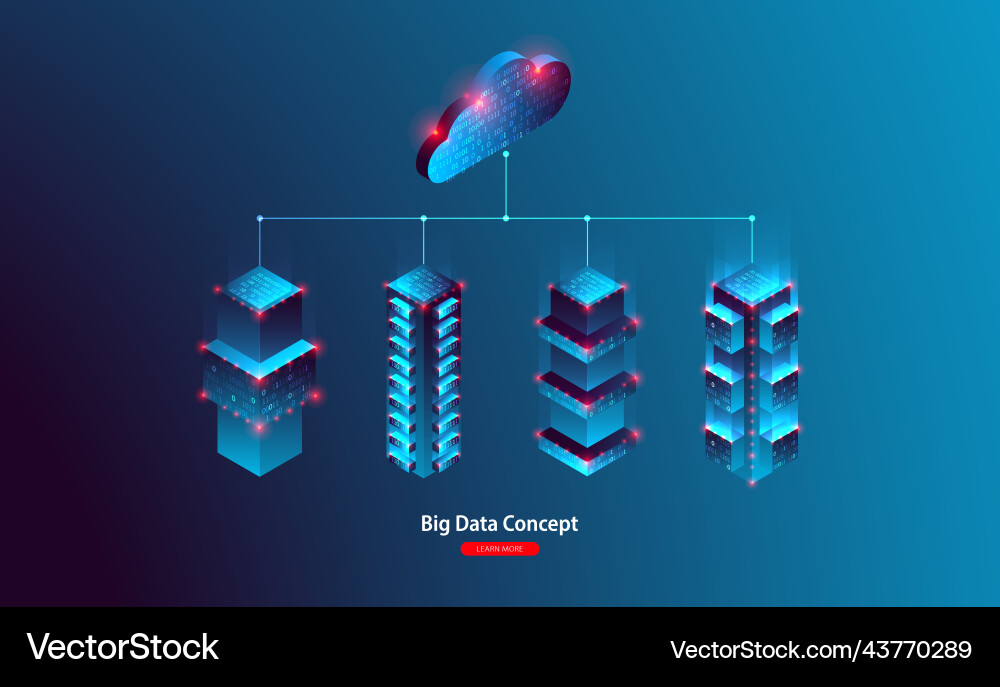Cloud computing storage hosting services concept Vector Image