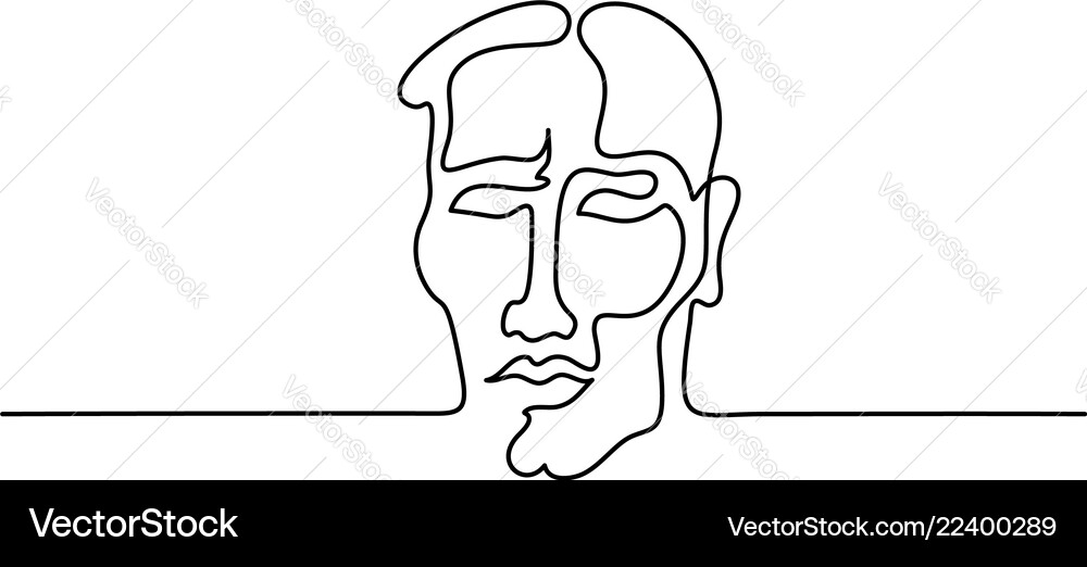 Continuous Line Portrait of a Man Royalty Free Vector Image