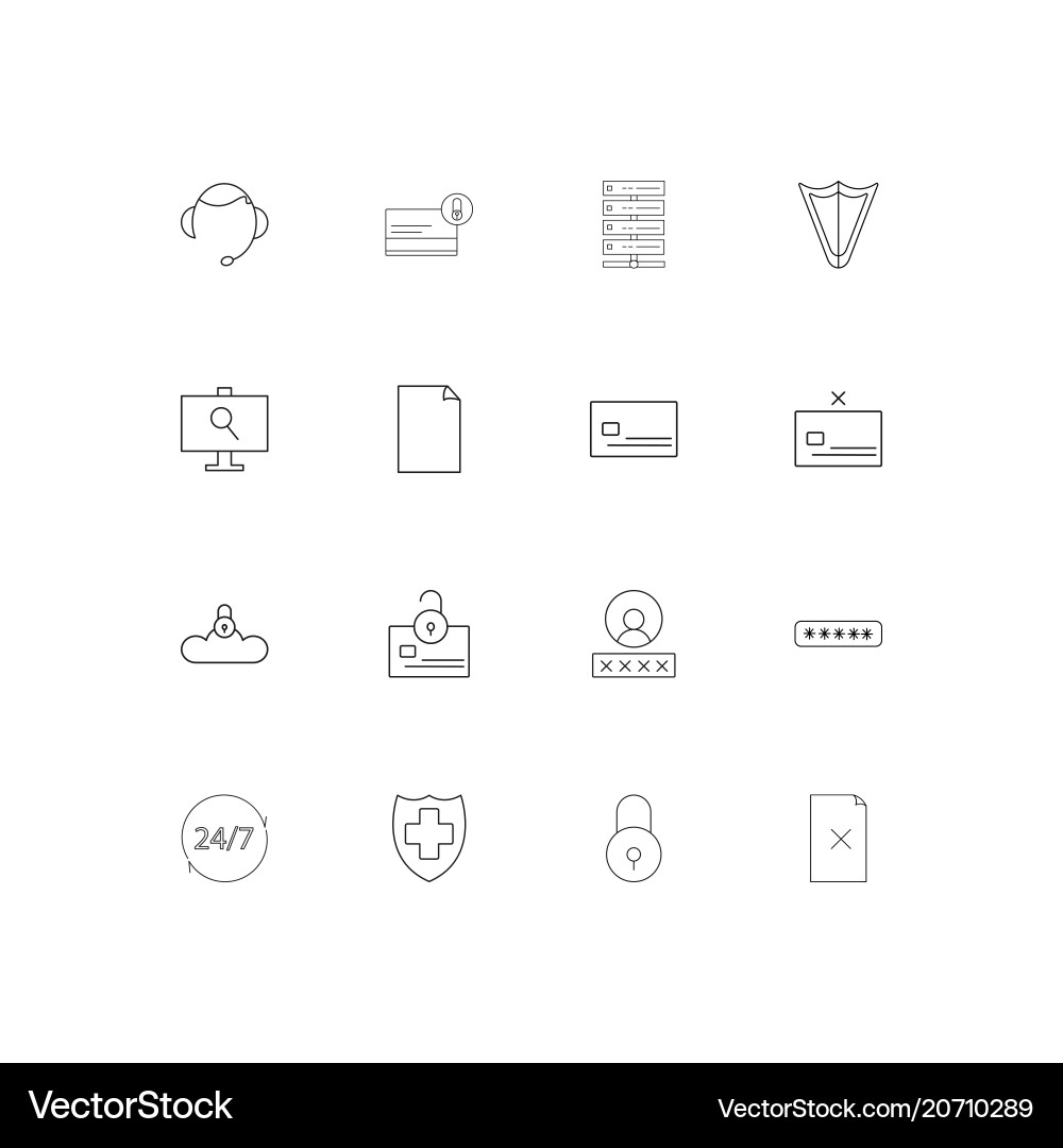 Cyber security simple linear icons set outlined vector image