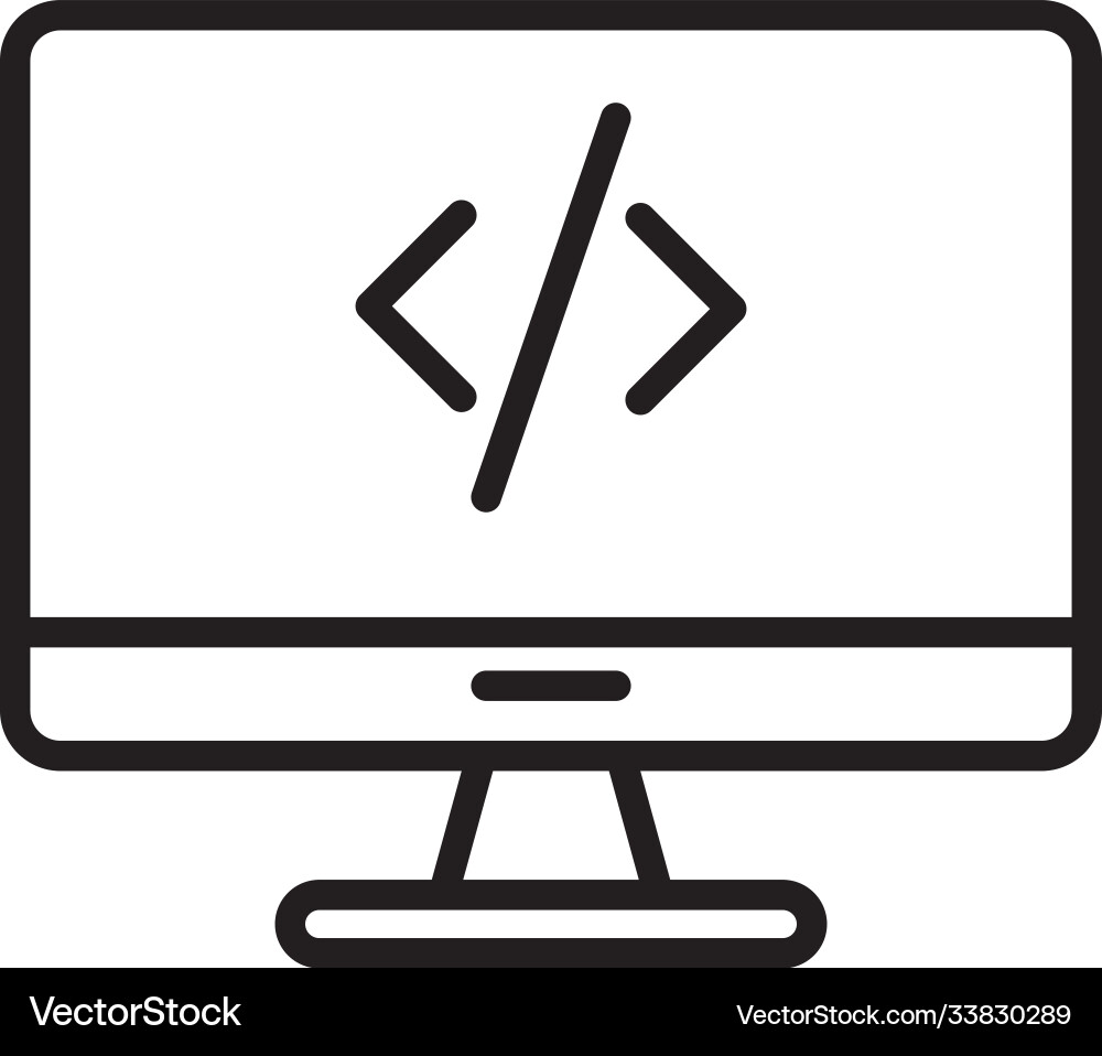 Desktop computer monitor with code line style icon Desktop computer monitor with code line style icon vector image