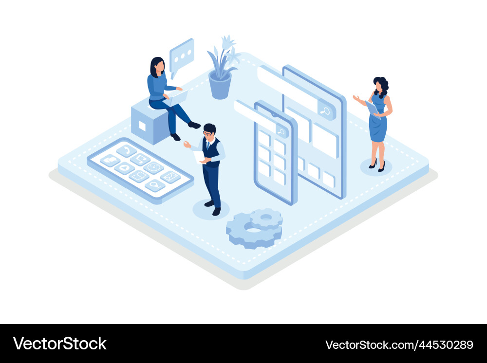 Developers prototyping ui design and user vector image