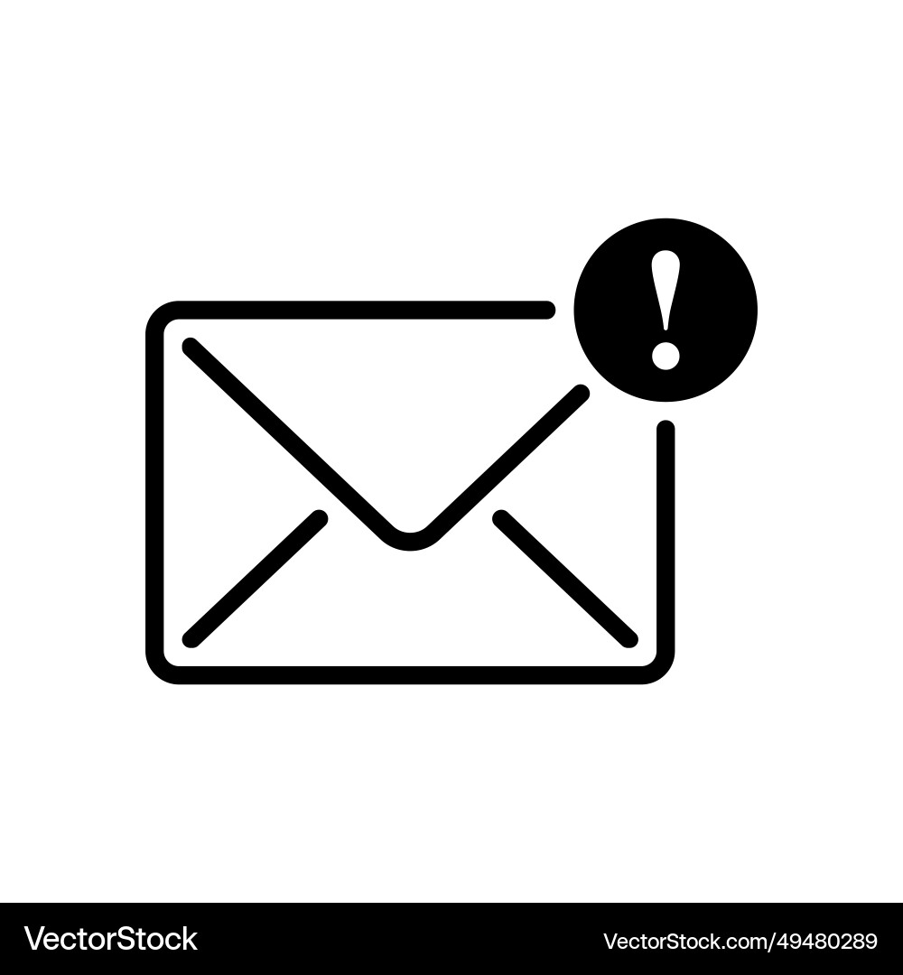 Email icon with warning notification Email icon with warning notification vector image