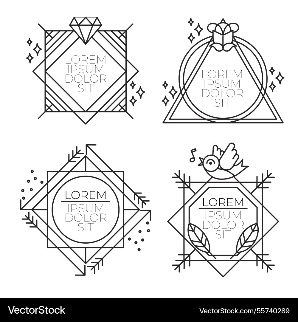 Frame collection with lineal style Vector Image
