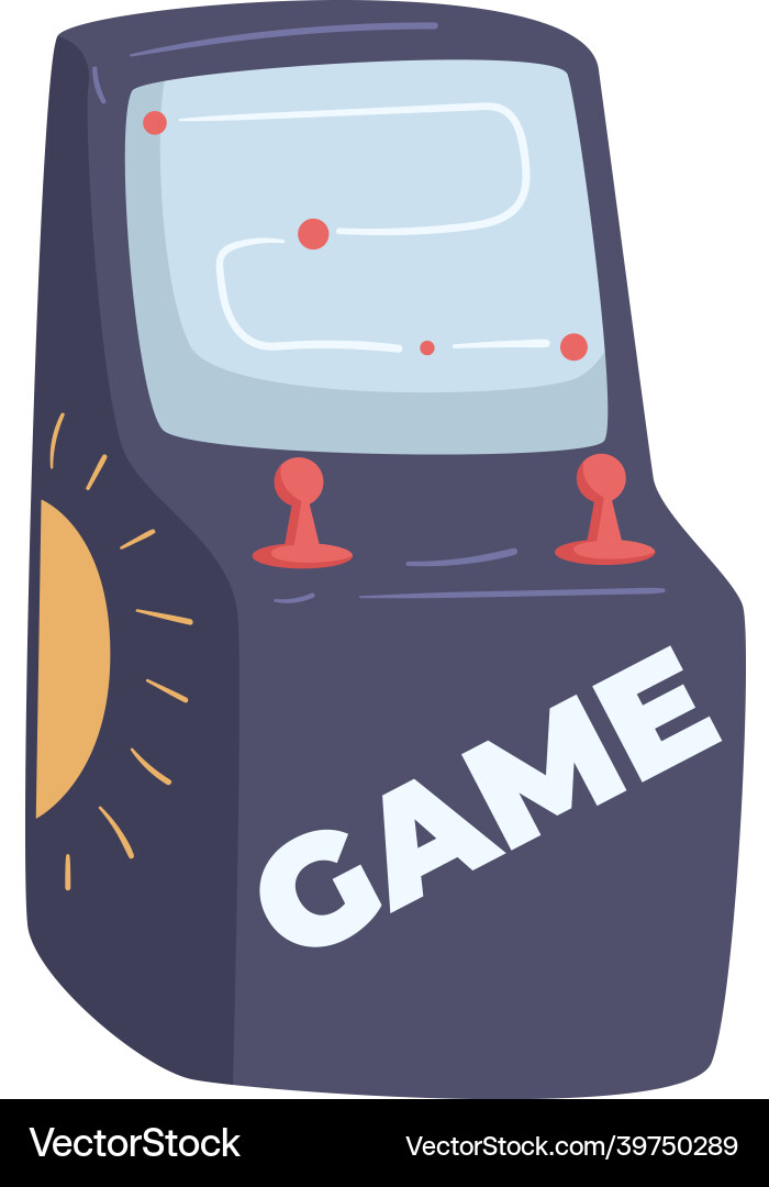 Game machine with monitor and joystick for control Game machine with monitor and joystick for control vector image