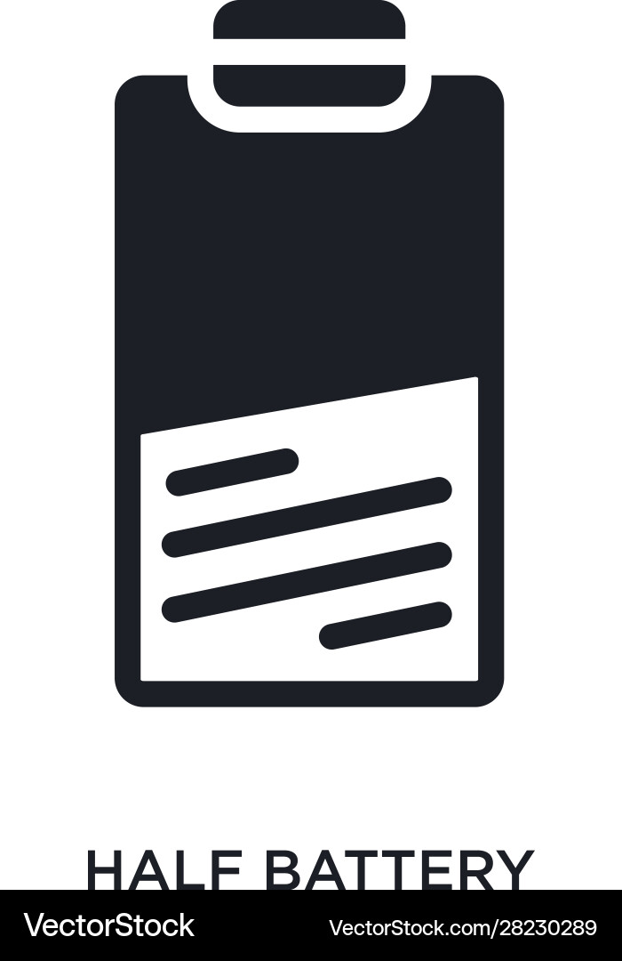 Half battery isolated icon simple element from Half battery isolated icon simple element from vector image