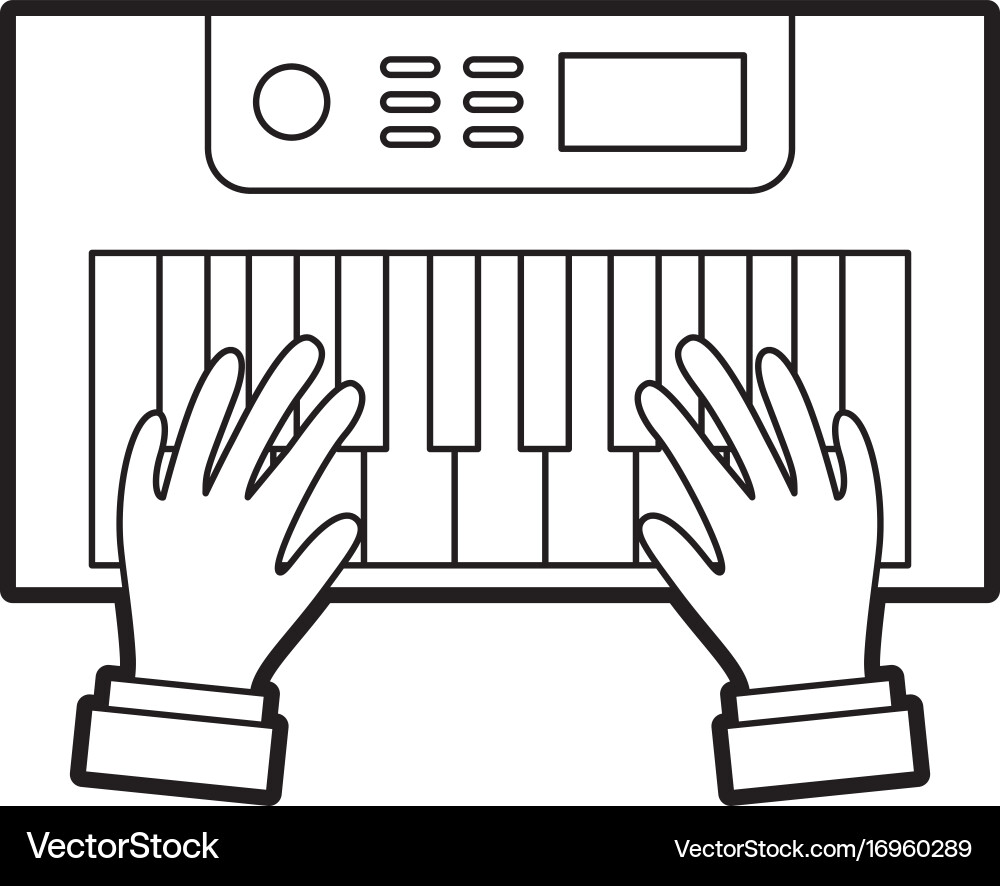 Hands user with synth console vector image