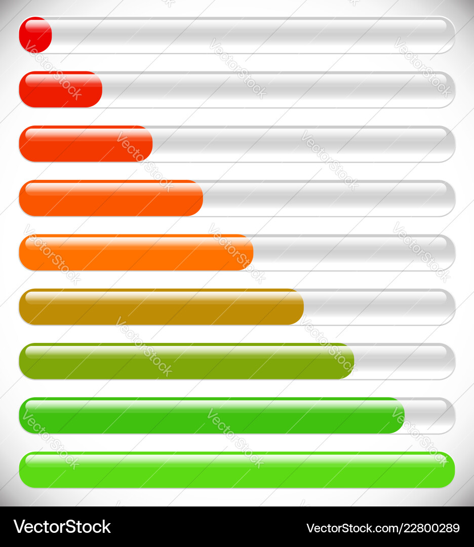 Horizontal progress loading bars steps phases Horizontal progress loading bars steps phases vector image