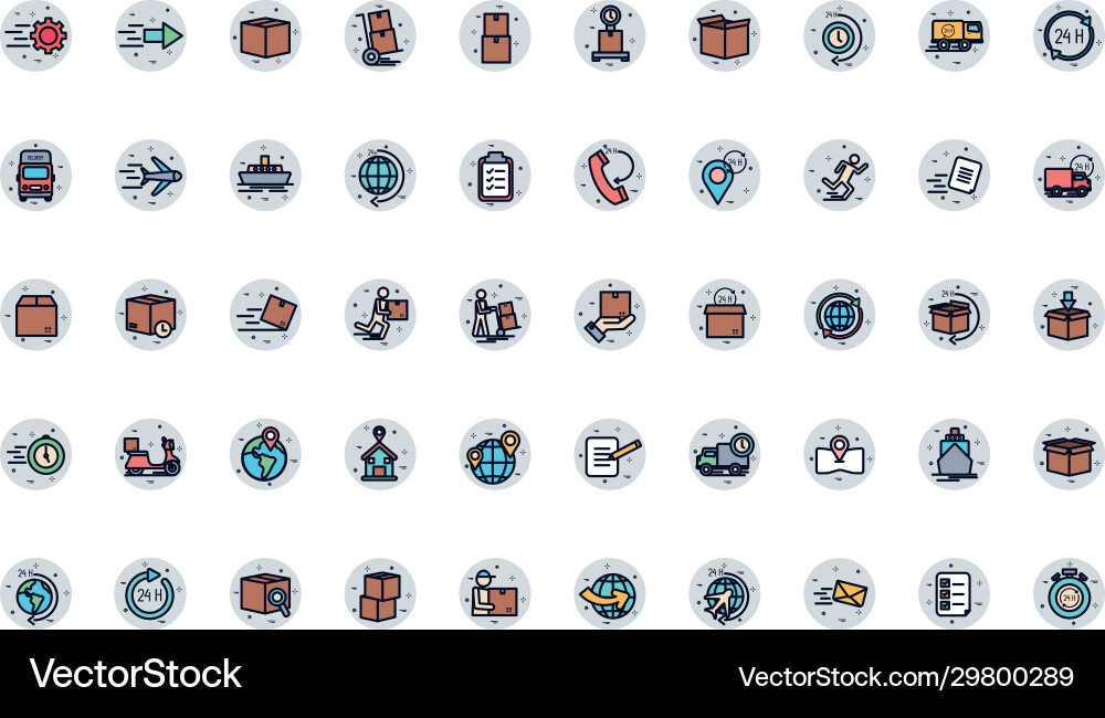 Isolated delivery fill block style icon set Isolated delivery fill block style icon set vector image