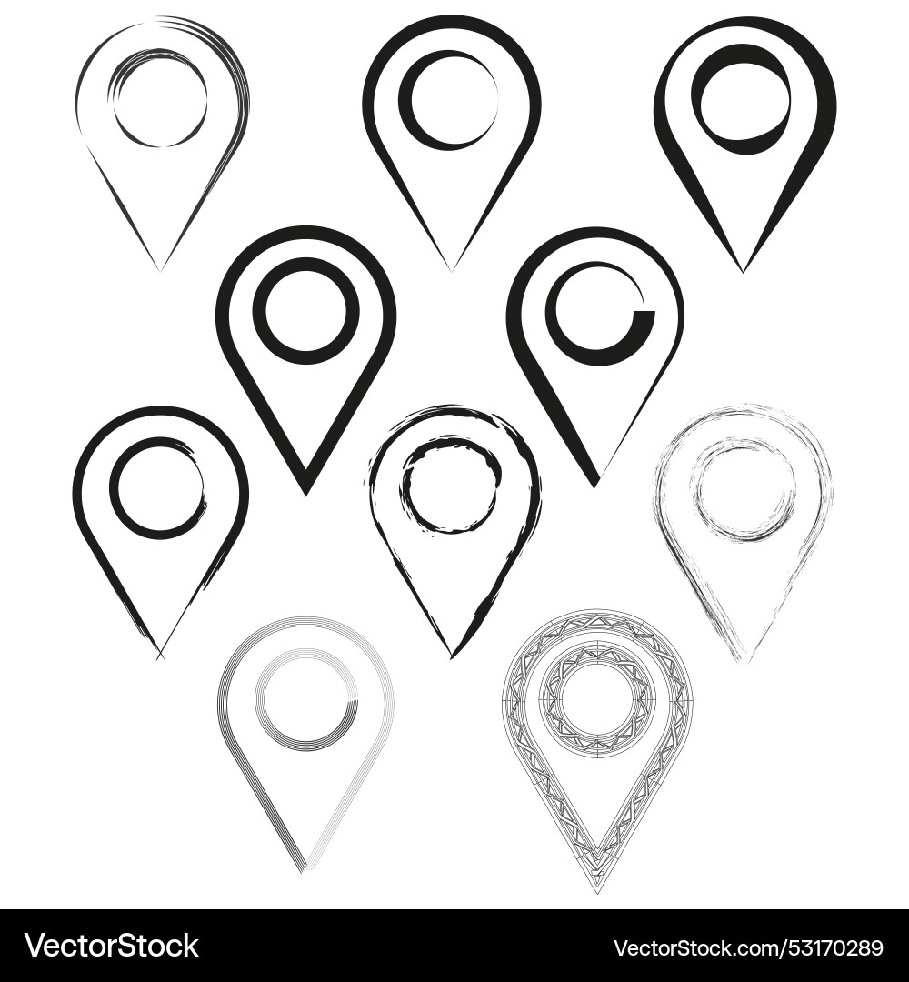 Location pin icons set map pointer symbols Vector Image