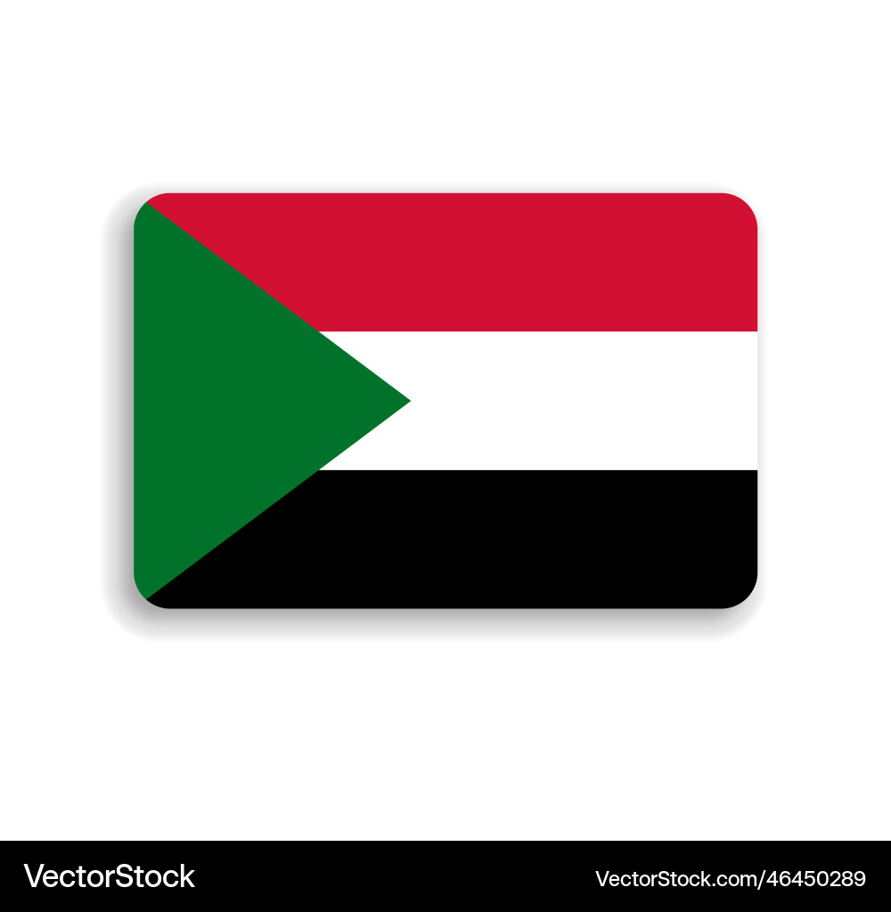 Rounded rectangle flag of sudan Rounded rectangle flag of sudan Vector Image