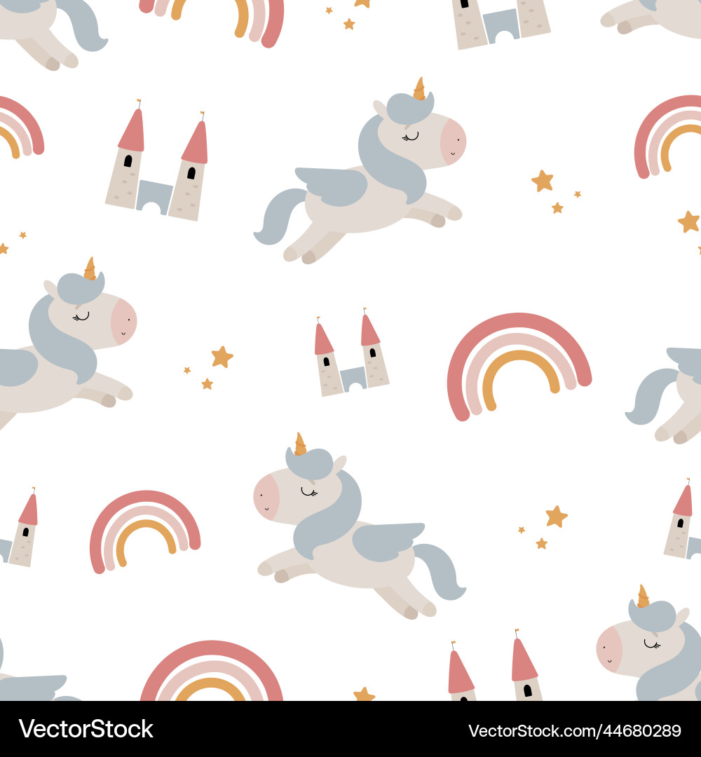 Seamless pattern with magic unicon vector image