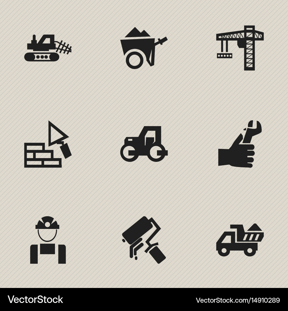 Set of 9 editable building icons includes symbols vector image